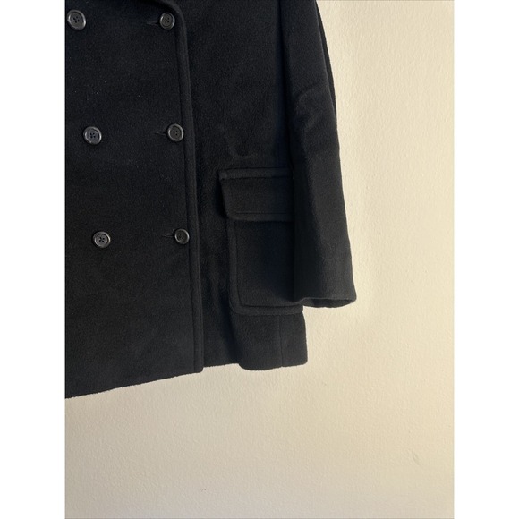 J. Crew Black Wool Mohair Thick Double Breasted Peacoat, Size Small S - Picture 6 of 13